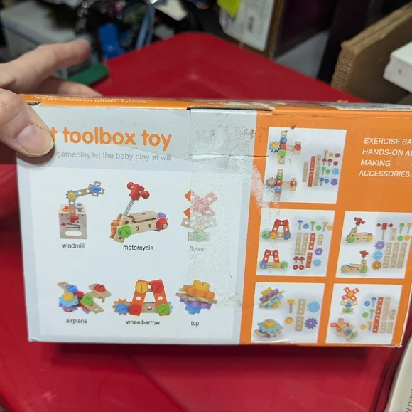 Wooden Kids Tool Cabinet Toy Workbench Pretend Play Construction Set Age 3+ - Picture 2 of 3